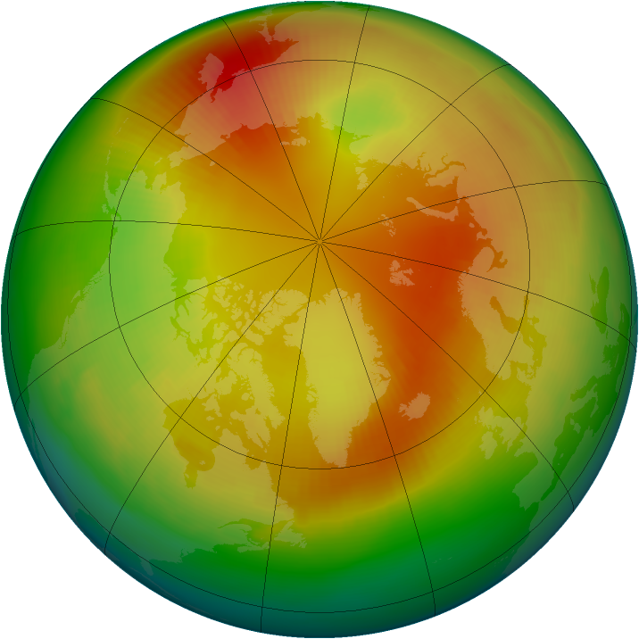 Arctic ozone map for February 1989